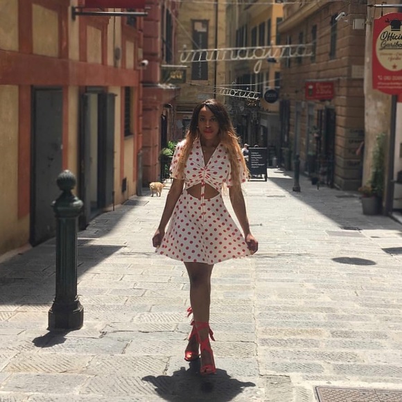 PrettyLittleThing White and Red Polka Dot Dress - Picture 4 of 4